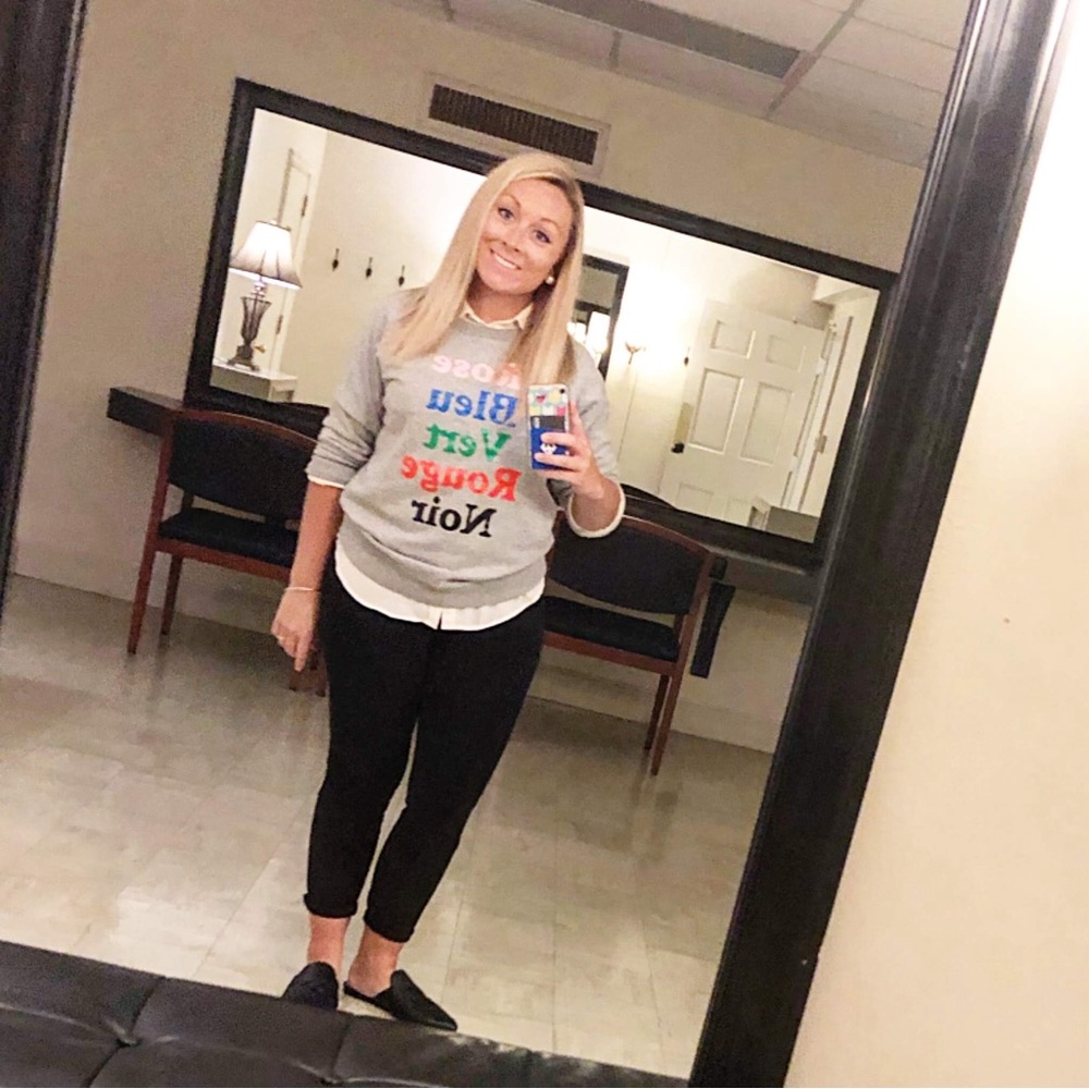 ✨J CREW Crew Neck Sweatshirt with Colors in French Women’s Size Medium [M]✨